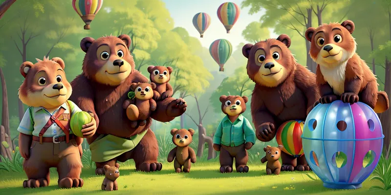 The Bear Family Magical Balloon Ride Adventure Through Sky